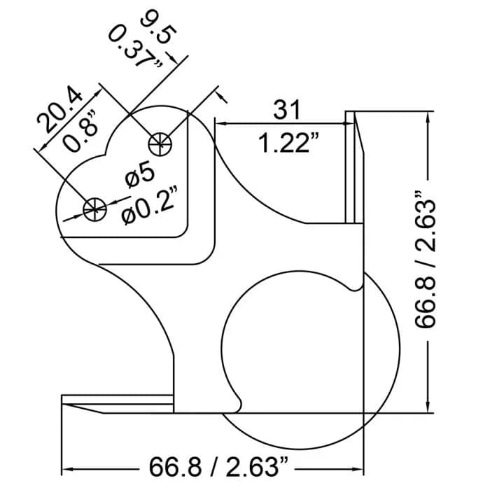Kugelecke mit 30 mm Versatz und 4 mm Radius, groß, robust 2
