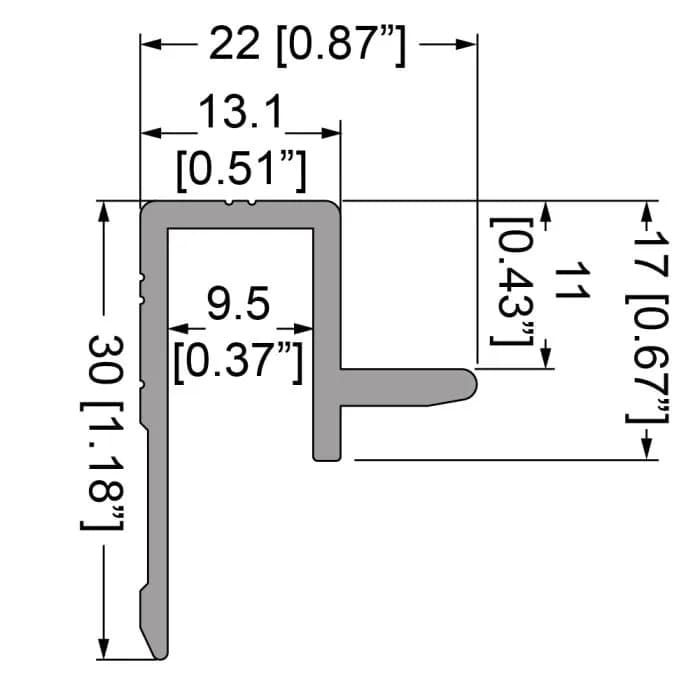 Kantenextrusion mit Lippe für Slam-Lid System 9,5 mm; 4 m Länge 2