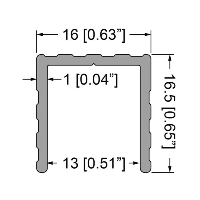 13mm U-Kanal mit 16.5 mm Schenkellänge - 2000 mm lang 2