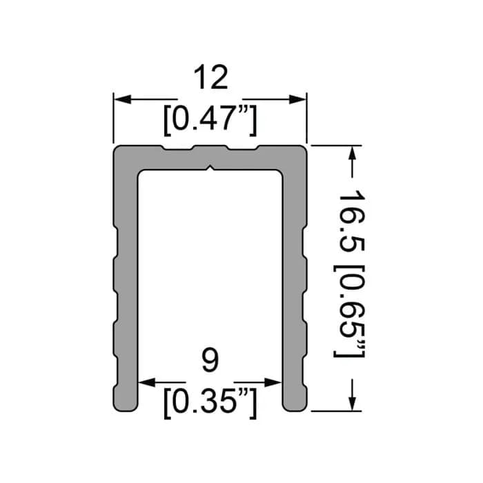 U-Profil, 9 mm Aufnahme, L= 2000 mm 2