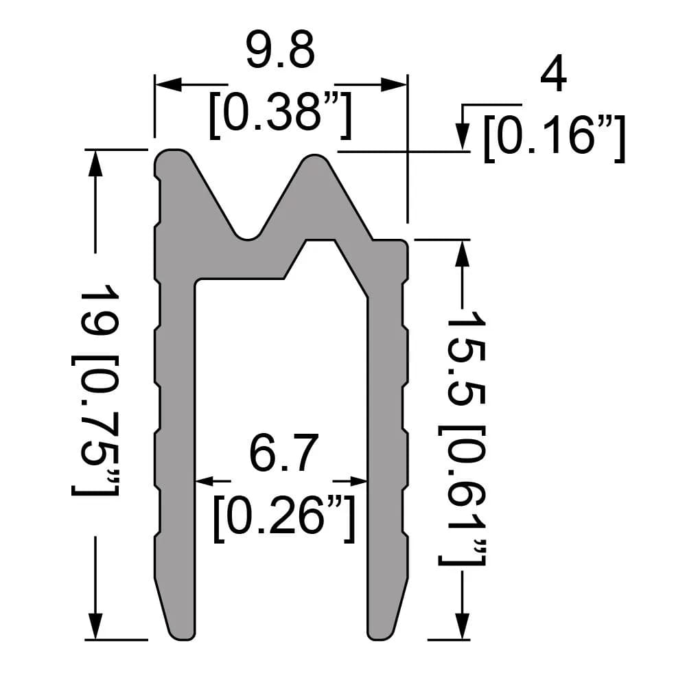 Schließprofil hybrid, 6,8 mm, Biegequalität, L = 2000 mm 2