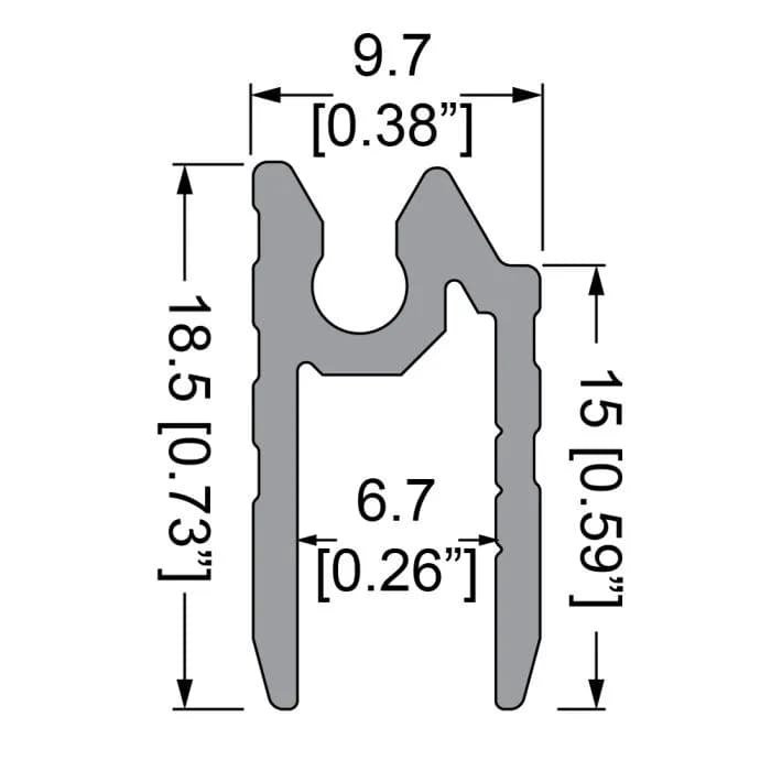 Schließprofil hybrid, 6,8 mm, mit Kederrinne, L= 4000 mm 2