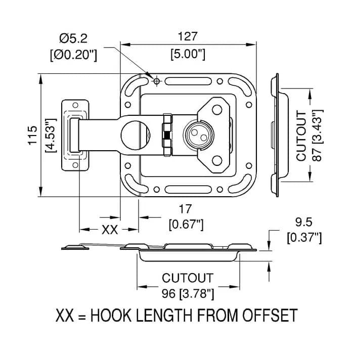Überwurfcatch groß, 64 mm Zungenlänge, Zink 2