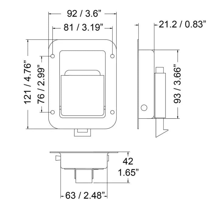 HD-Schnappschloss 78 mm x 44,5 mm, abschließbar, Schwarz 2