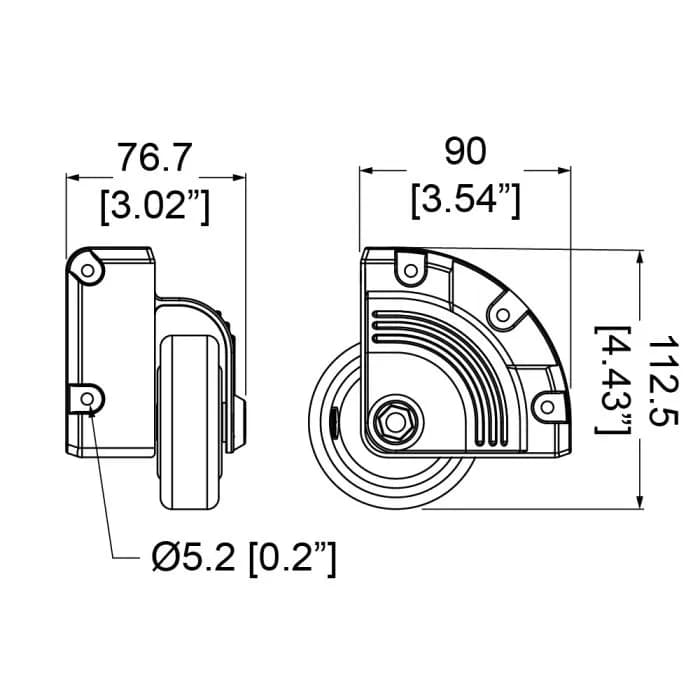 Aufbau-Eckrolle 75 mm, Zink 2